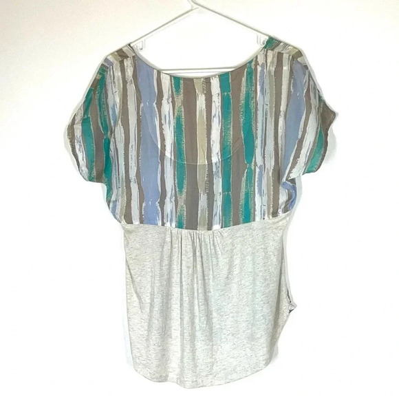 Anthropologie Porridge Elva Watercolor Aqua Grey Mixed Media Blouse Size Small - Picture 8 of 8